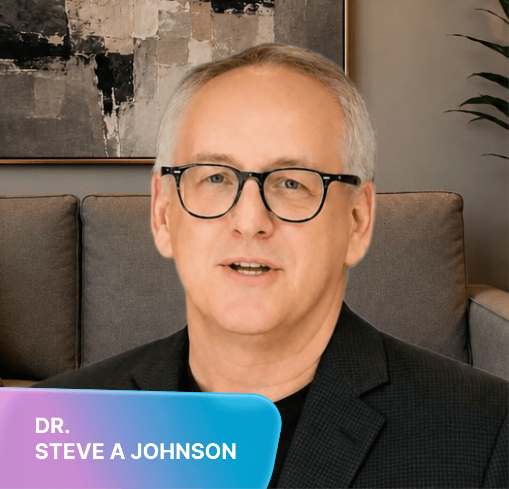 Dr. Steve A Johnson, a man with grey hair and glasses, speaking.