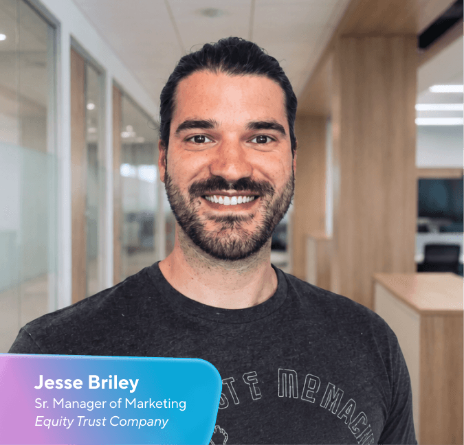 Jesse Briley, Sr. Manager of Marketing at Equity Trust Company, a man with dark hair and a beard, smiling.