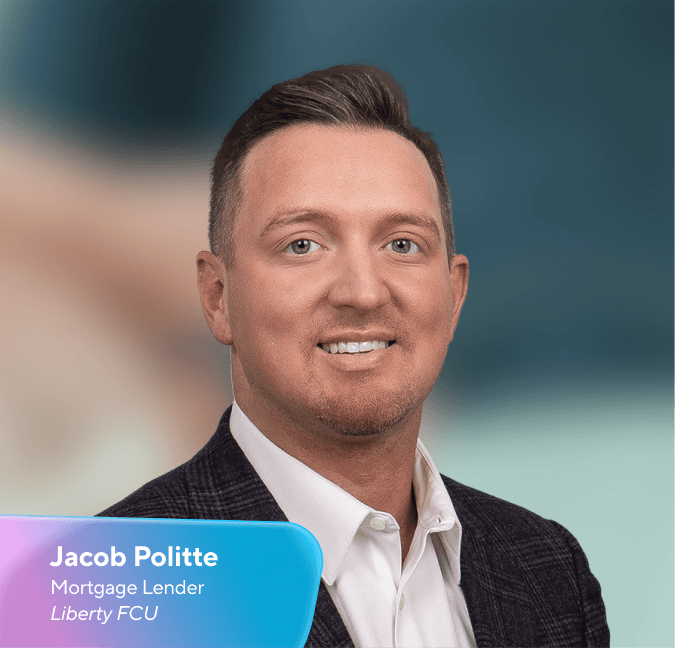 Headshot of a smiling man, Jacob Politte, Mortgage Lender at Liberty FCU, wearing a suit jacket and white shirt.